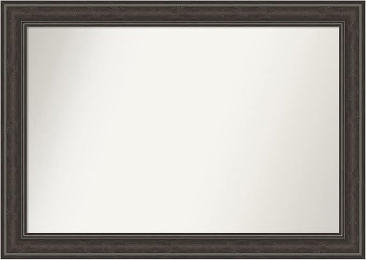 Amanti Art Brown Bathroom Mirror for Over Sink, 30x42 Shipwreck Greywash Rectangle Vanity Mirror, Large Traditional Frame, Hangs Horizonally and Vertically, Bathroom Wall Decor, Non-Beveled Edge