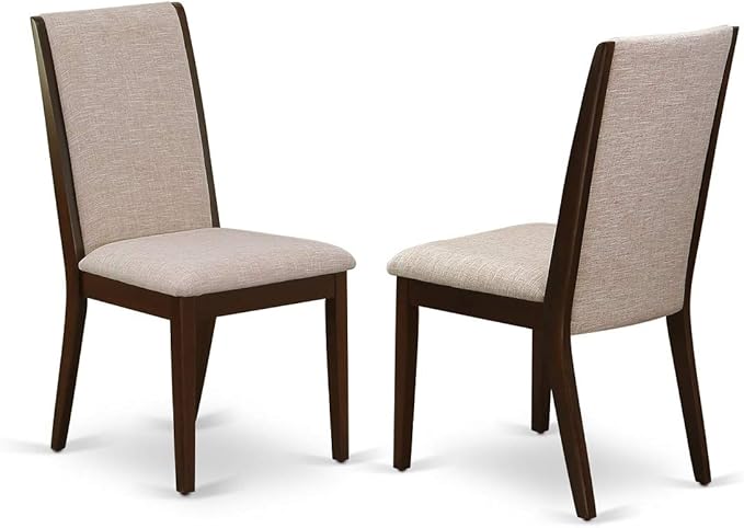 East West Furniture MZLA3-MAH-04 3 Piece Dinette Set for Small Spaces Contains a Rectangle Dining Table with Dropleaf and 2 Light Tan Linen Fabric Parson Chairs, 36x54 Inch, Mahogany