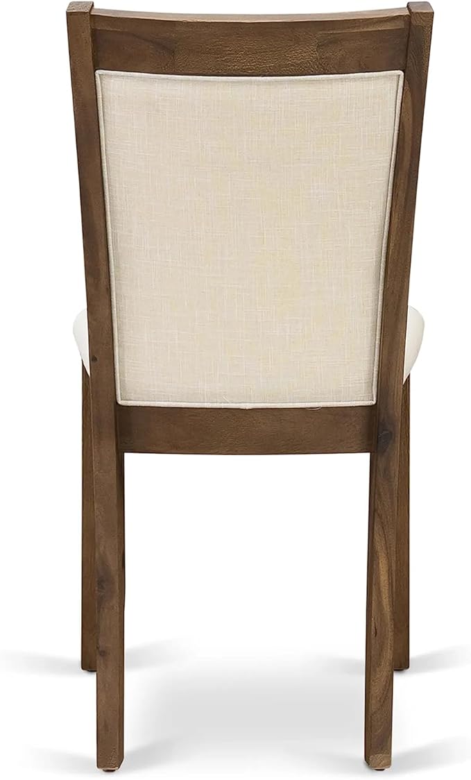 East West Furniture DLMZ3-AWA-32 3 Piece Kitchen Table Set for Small Spaces Consist of a Round Wooden Table with Dropleaf and 2 Upholstered Parson Chairs, 42x42 Inch, Antique Walnut