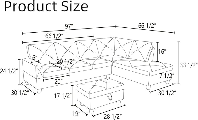 Modular Leather Sectional Couch, L Shaped Couch with Storage, Convertible Sofa with Ottomans, Modern Sectional Sofa for Living Room and Office, 5 Seat, Brown