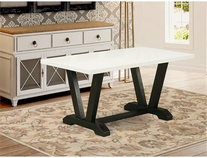 East West Furniture VT626 V-Style Kitchen Dining Table - a Rectangle Wooden Table Top with Stylish Legs, 36x60 Inch, Multi-Color