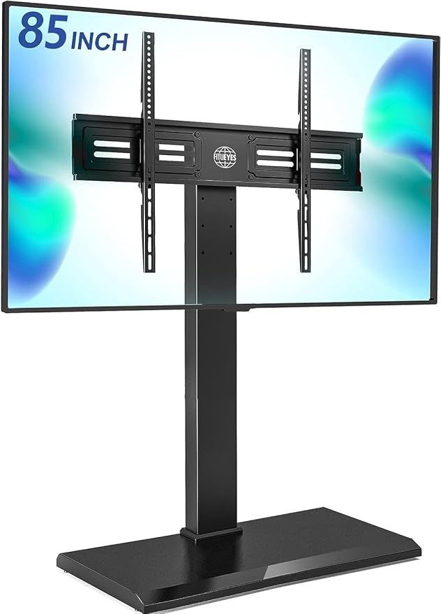 FITUEYES Iron Base Universal Floor TV Stand with Swivel Mount Space Saving for 50-85 Inch LED LCD Plasma Flat or Curved Screen TVs Height Adjustable Cable Management