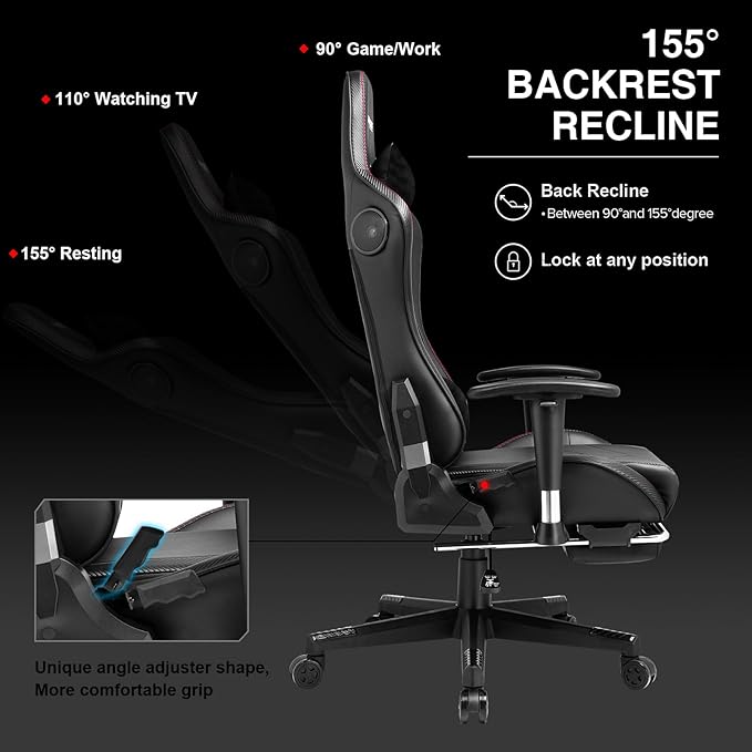 GTRACING Gaming Chair with Footrest Speakers Video Game Chair Bluetooth Music Heavy Duty Ergonomic Computer Office Desk Chair