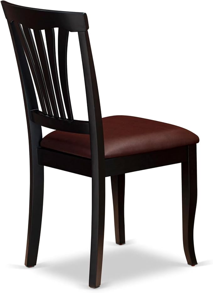 East West Furniture ANAV5-BLK-LC 5 Piece Dinette Set for 4 Includes a Round Kitchen Table with Pedestal and 4 Faux Leather Dining Room Chairs, 36x36 Inch, Black & Cherry