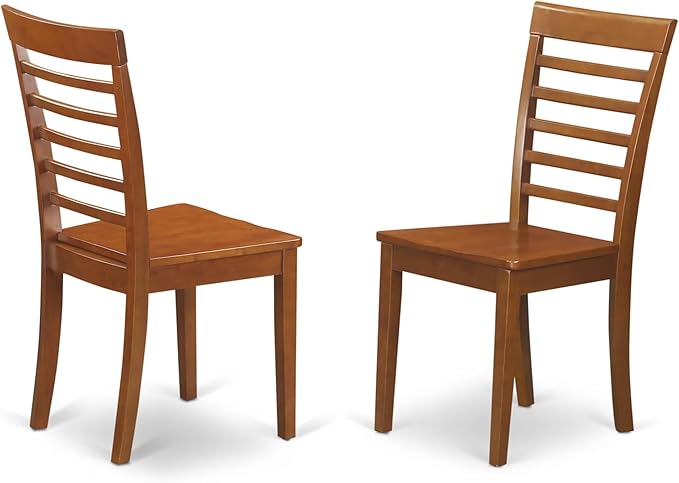 East West Furniture DLML5-SBR-W 5 Piece Kitchen Table & Chairs Set Includes a Round Dining Table with Dropleaf and 4 Dining Room Chairs, 42x42 Inch, Saddle Brown