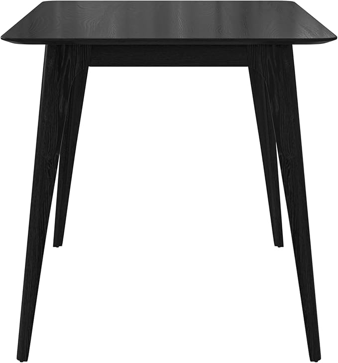 Christopher Knight Home Bengi Mid - Century Modern Dining Table for 4 People, Rubberwood Kitchen Table with Faux Wood Tabletop, Compact Rectangular Dinner Furniture for Dining Room, Black
