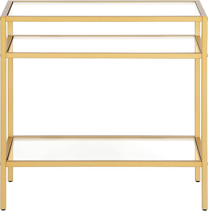 Henn&Hart Sivil Side Table, 24" Wide, Gold