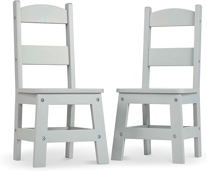 Melissa & Doug Wooden Chairs, Set of 2 - Gray Furniture for Playroom - Kids Wooden Chairs, Children's Wooden Playroom Furniture