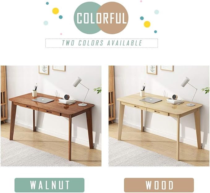 IOTXY Solid Wood Writing Desk - Home Office Workbench Desk with Drawer, Laptop Computer Work Study Table