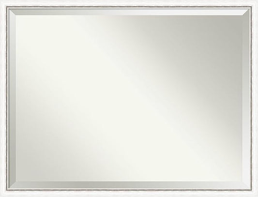 Amanti Art White Bathroom Mirror for Over Sink, 32x42 Morgan White Silver Rectangle Vanity Mirror, X-Large Modern Contemporary Wood Frame, Hangs Horizonally and Vertically, Bathroom Wall Decor from WI