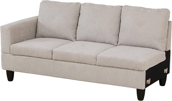 NicBex Sectional Couch 3 Pieces Sofa Set with Left Chaise Flannel L Shaped Cloud Couch for Living Room Furniture Sets with Storage Ottoman, Modular Sofa for Living Room & Apartment, Off-White