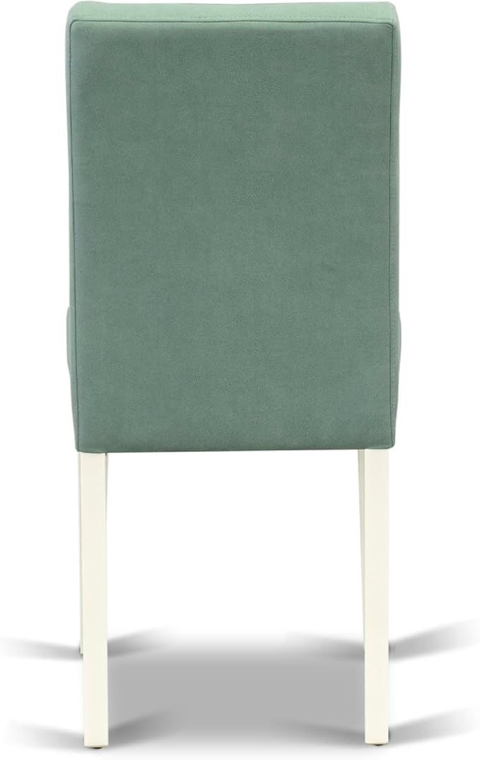 East West Furniture ANAS3-LWH-43 3 Piece Dining Table Set consists A Dinner Table and 2 Willow Green Polyester Fabric Parson Kitchen Chairs with Stylish Back- Linen White Finish