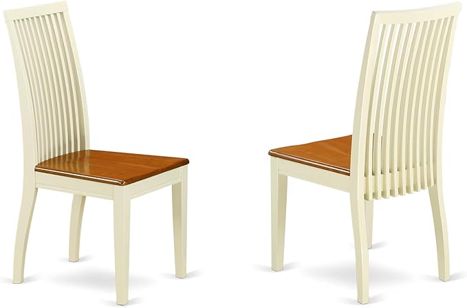 East West Furniture DOIP5-BMK-W 5 Piece Dining Set Includes a Rectangle Dining Room Table with Butterfly Leaf and 4 Wood Seat Chairs, 42x78 Inch, Buttermilk & Cherry