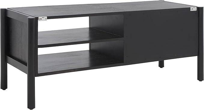 SAFAVIEH Home Collection Errington Black/Gold Accents Solid Wood 2-Shelf Media Stand