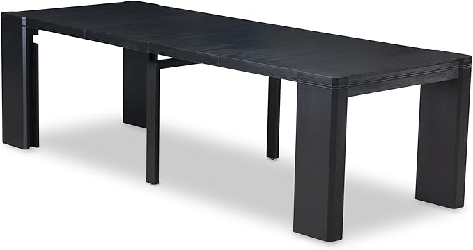 X07SI-B06-48 - 9-piece Dining Room Table Set a Rectangular Kitchen Table and a wooden Bench and 7 coffee Linen Fabric Dining Chair, 39x120 Inch, Wire Brushed Black