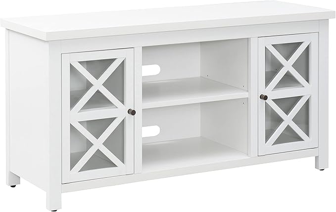 Henn&Hart Rectangular TV Stand for TV's up to 55" in White, TV Stands for the Living Room