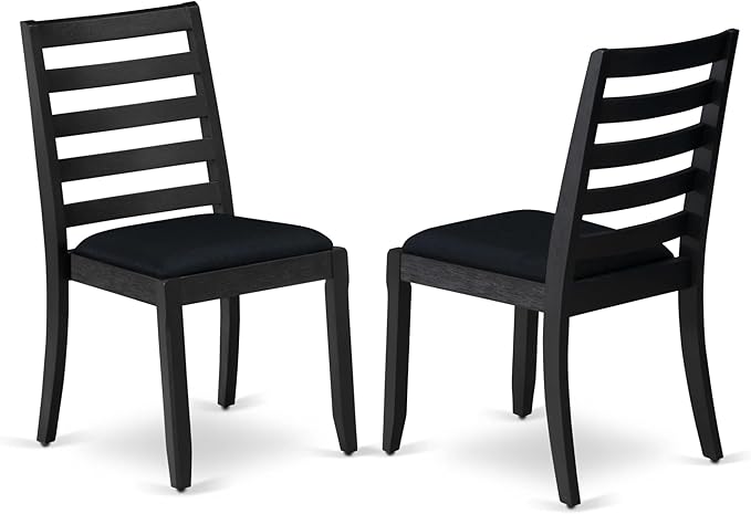 East West Furniture LGX19-BLK-24 -9 Piece Dining Set Includes a Rectangular Kitchen Table with Black Tabletop and 8 Stackable Polyester Fabric Chairs, Black