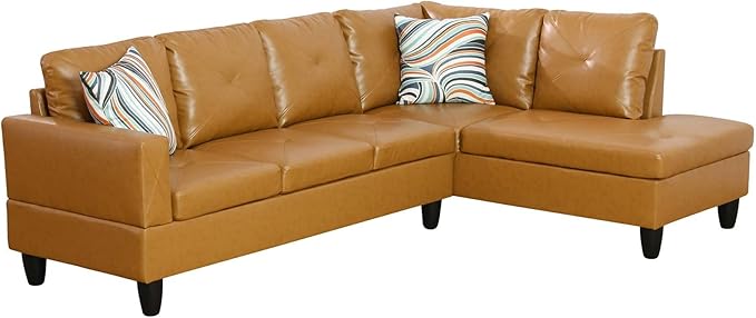 NicBex Sectional Couch 3 Pieces Sofa Set with Left Chaise Faux Leather L Shaped Cloud Couch for Living Room Furniture Sets with Storage Ottoman, Modular Sofa for Living Room & Apartment, Ginger