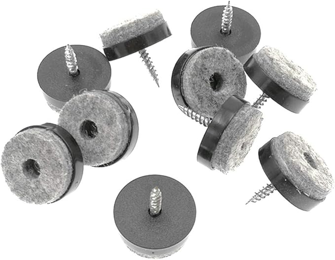 ALIMITOPIA 40pcs Screw-on Furniture Felt Pad Chair Glide Slider Hardwood Floor Protector for Wooden Leg Feet of Chair Table Furniture(Φ20mm or 0.8";Black)