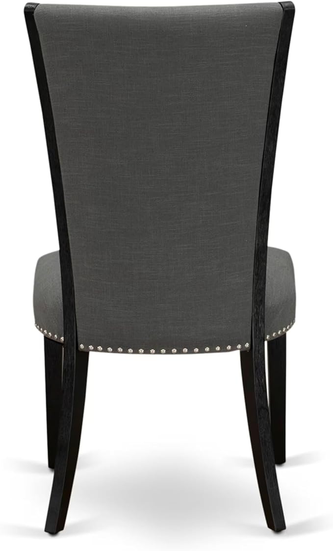 East West Furniture V626VE650-6 6 Piece Kitchen Table Set Contains a Rectangle Dining Table with V-Legs and 4 Dark Gotham Linen Fabric Parson Chairs with a Bench, 36x60 Inch, Multi-Color