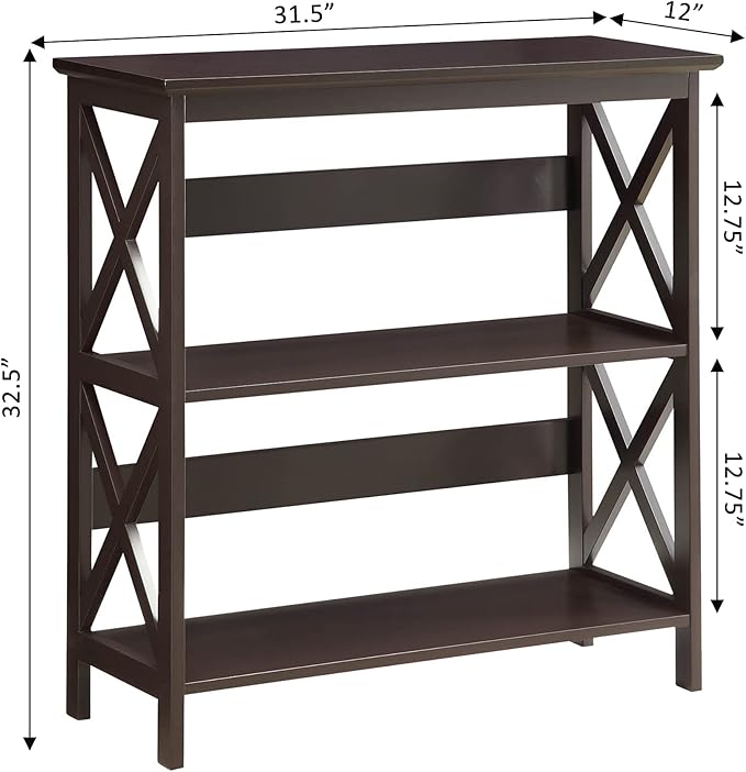Convenience Concepts Oxford 3 Tier Bookcase, Espresso