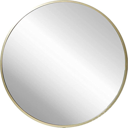 FrameWorks 20" Deluxe Contemporary Brass Gold Circular Aluminum Mirror