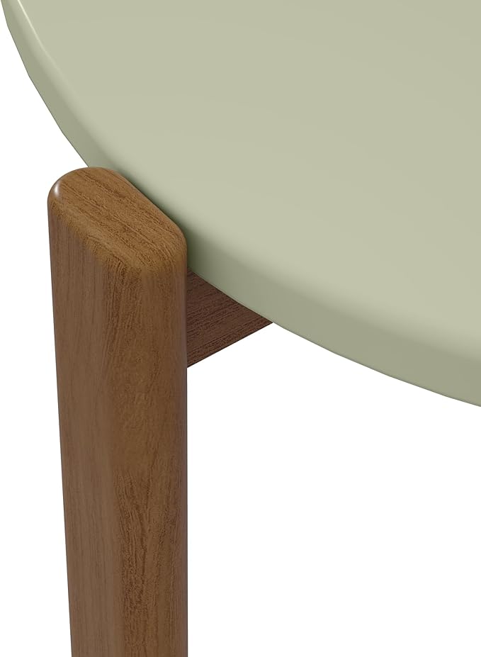 Manhattan Comfort Gales Mid Century Modern Coffee Table with Oval Triangle Shaped Top, Accent Furniture for Living Room Made from Solid Eucalyptus Wood, Pistachio Green
