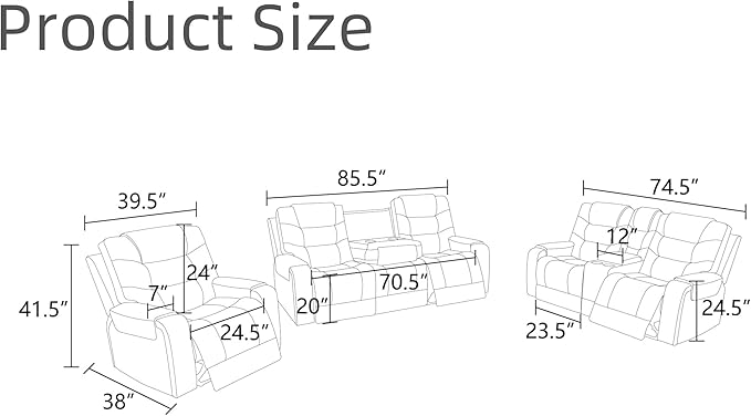 Recliner Chair, Leather Recliner Home Theater Seating, Electric Reclining Chair with USB Ports and Cup Holders, Breathing Chair with Hidden Arm Storage, Dark Brown
