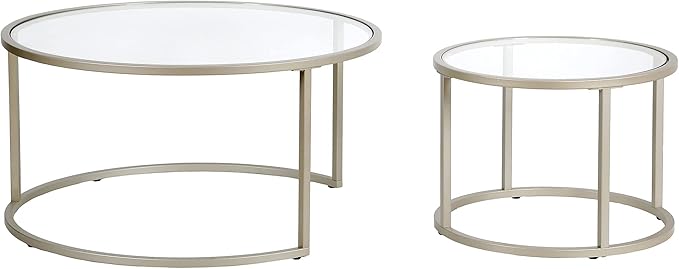 Watson Round Nested Coffee Table in Satin Nickel