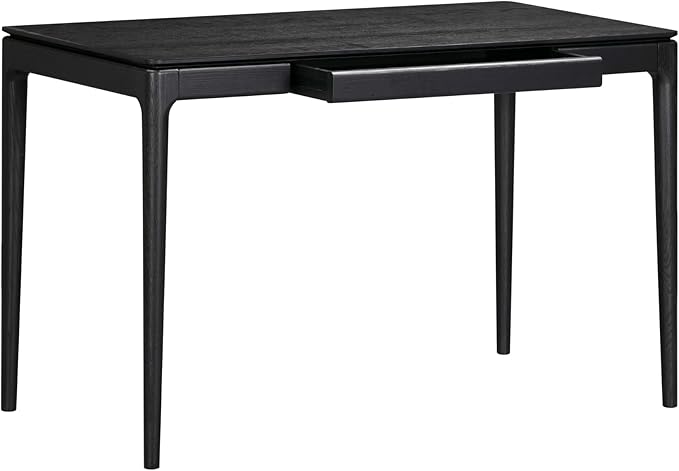NTC Mingle Modern Wooden Rectangle Desk Table with Hidden Drawer – Waterproof & Heat Resistant, Burnt Black