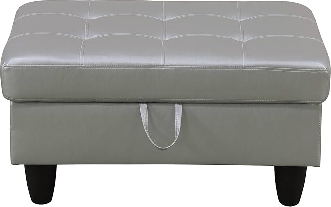 NicBex Sectional Couch 3 Pieces Sofa Set with Right Chaise Synthetic Leather L Shaped Cloud Couch for Living Room Furniture Sets with Storage Ottoman, Modular Sofa for Living Room & Apartment, Silver