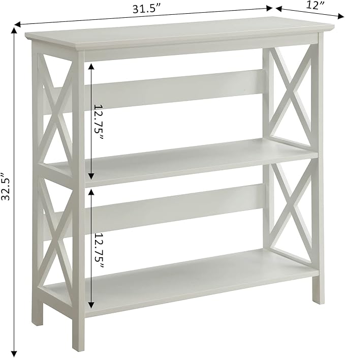 Convenience Concepts Oxford 3 Tier Bookcase, White