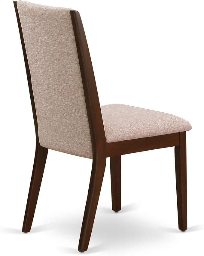 East West Furniture MZLA5-MAH-04 5 Piece Dining Room Furniture Set Includes a Rectangle Dining Table with Dropleaf and 4 Light Tan Linen Fabric Upholstered Chairs, 36x54 Inch, Mahogany