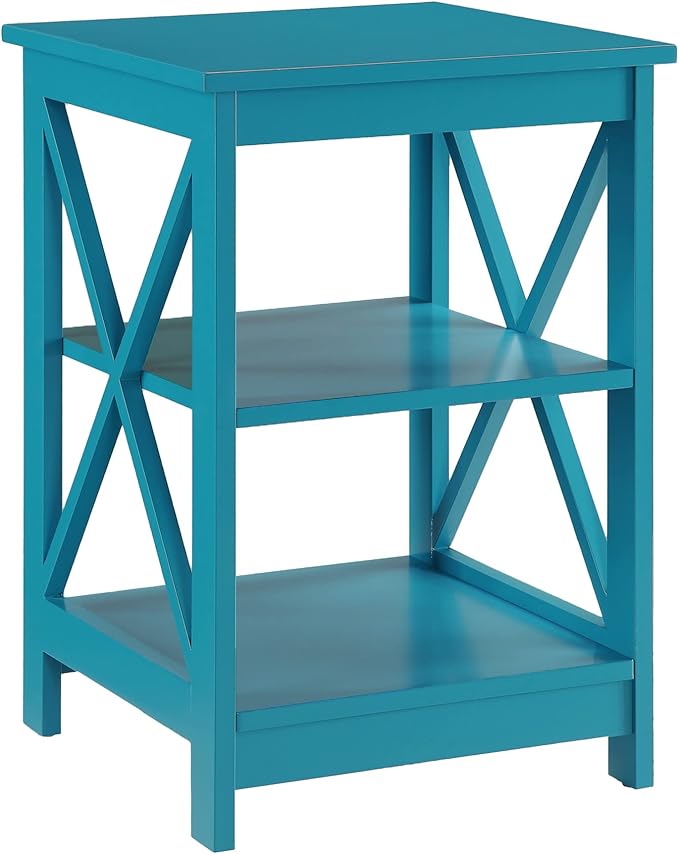 Convenience Concepts Oxford End Table 15.75" - Modern Living Room Table with Storage Shelves, Transitional Nightstand Side Table for Home Decor and Display, Blue