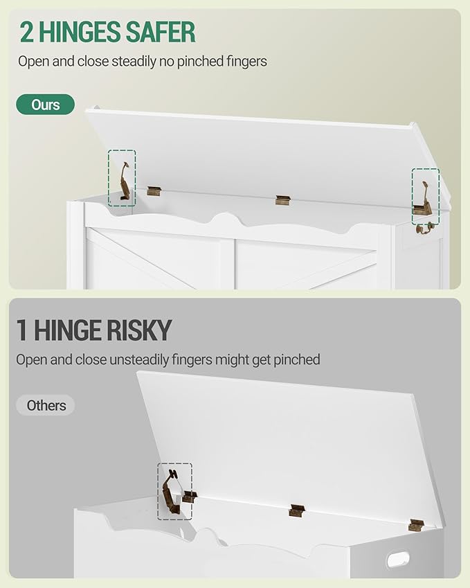 47.2" Storage Chest, Extra Large Storage Trunk with 2 Safety Hinges, Wooden Box Bench, Lift-Top Organizer Chest, Shoe Bench for Entryway, Bedroom, Living Room, White SB14503X