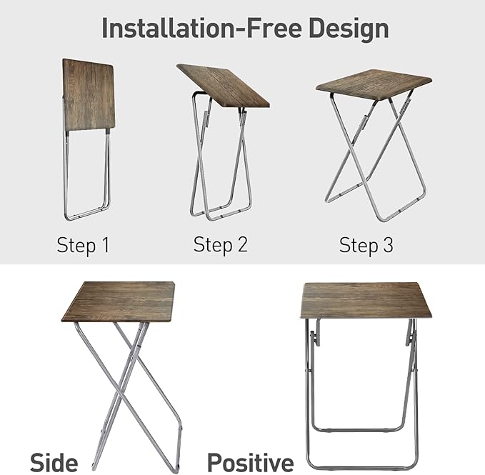 Garden 4 you TV Tray Table TV Dinner Tray with Sturdy MDF Set of 2,Eating Trays for Living Room with No Assembly Required,Small Folding Side Table 15 x 18.9 x 26in (3D,2PCS)
