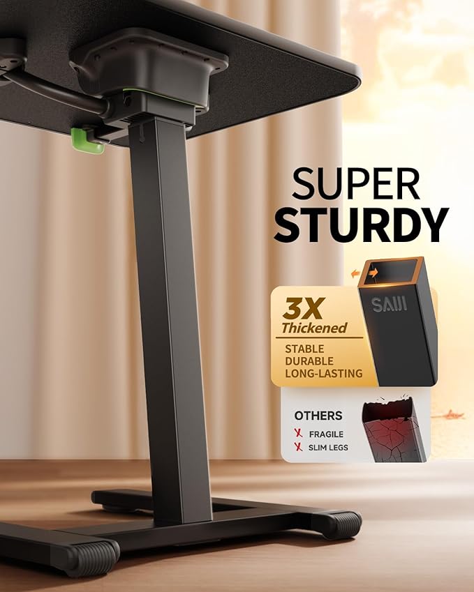 SAIJI Mobile TV Tray Table, Heavy Duty Metal TV Trays for Eating on Couch, Height & Angle Adjustable Desk for Bed, Sofa, Recliner, Portable Small Foldable Tables