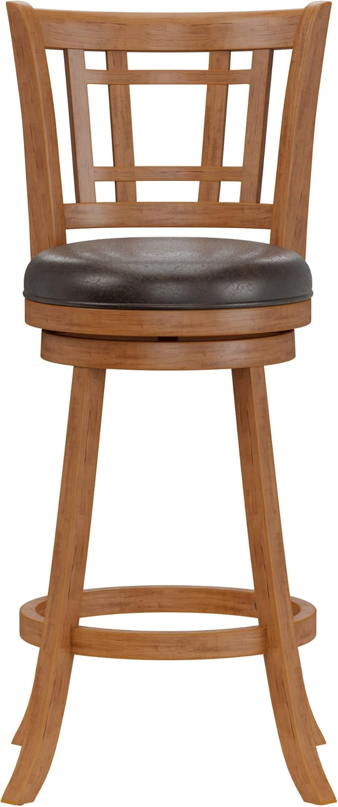 Hillsdale Fairfox Swivel Stool with Rectangular Lattice Back, Bar Height, Oak