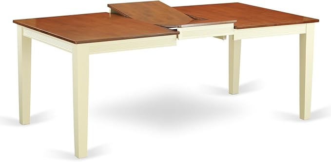 East West Furniture QUIN5-WHI-W 5 Piece Dining Room Table Set Includes a Rectangle Kitchen Table with Butterfly Leaf and 4 Dining Chairs, 40x78 Inch, Buttermilk & Cherry