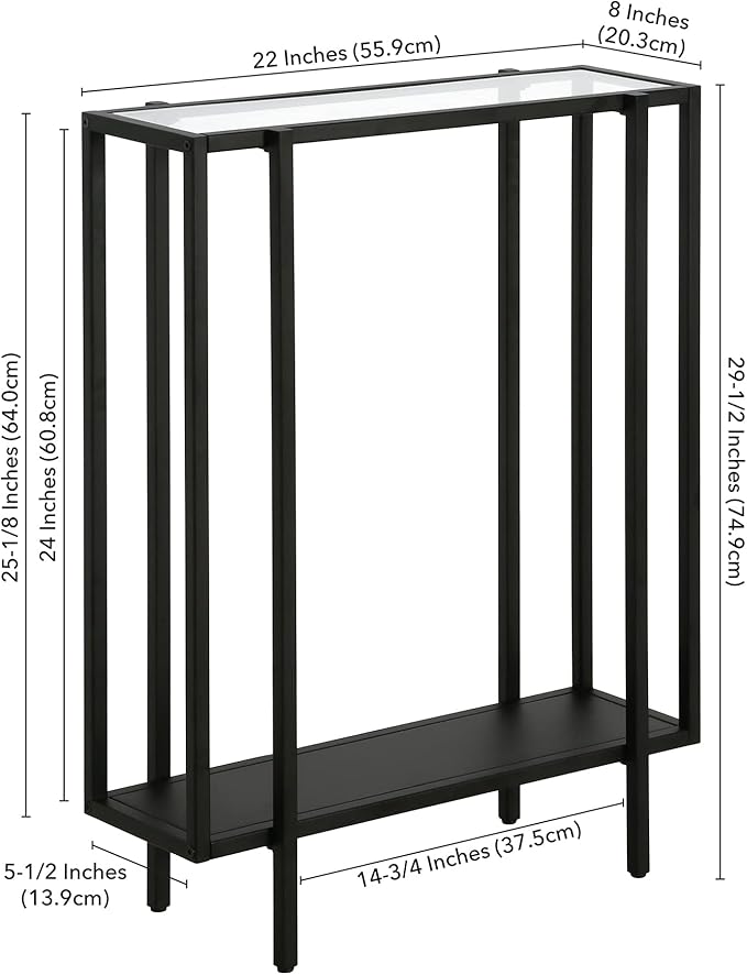Vireo 22'' Wide Rectangular Console Table with Metal Shelf in Blackened Bronze