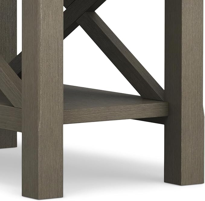 SIMPLIHOME Kitchener SOLID WOOD 14 inch Wide Rectangle Contemporary Narrow Side Table in Farmhouse Grey for the Living Room and Bedroom