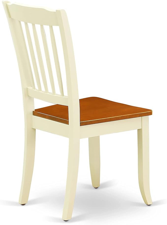 East West Furniture QUDA9-BMK-W 9 Piece Dining Table Set Includes a Rectangle Wooden Table with Butterfly Leaf and 8 Dining Room Chairs, 40x78 Inch, Buttermilk & Cherry