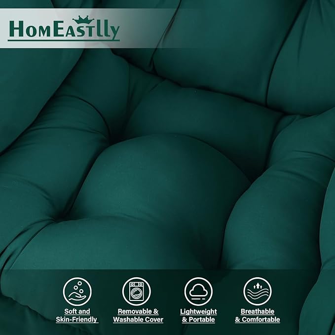 Lazy Chair with Ottoman, Large Modern Lounge Accent Chair with Armrests and Footrest, Reading Armchair with Ottoman, Leisure Sofa Chair for Living Room, Bedroom, Dorm Room(Dark Green