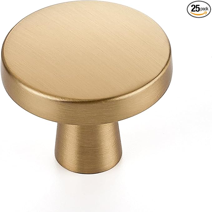 Ravinte 25 Pack Drawer Pulls 1-1/4 Inch Kitchen Cabinet Knobs Solid Round Dresser Drawer Knobs Champagne Bronze Drawer Knobs Dresser Knobs Simple Cabinet Hardware for Cupboard Drawer Pulls