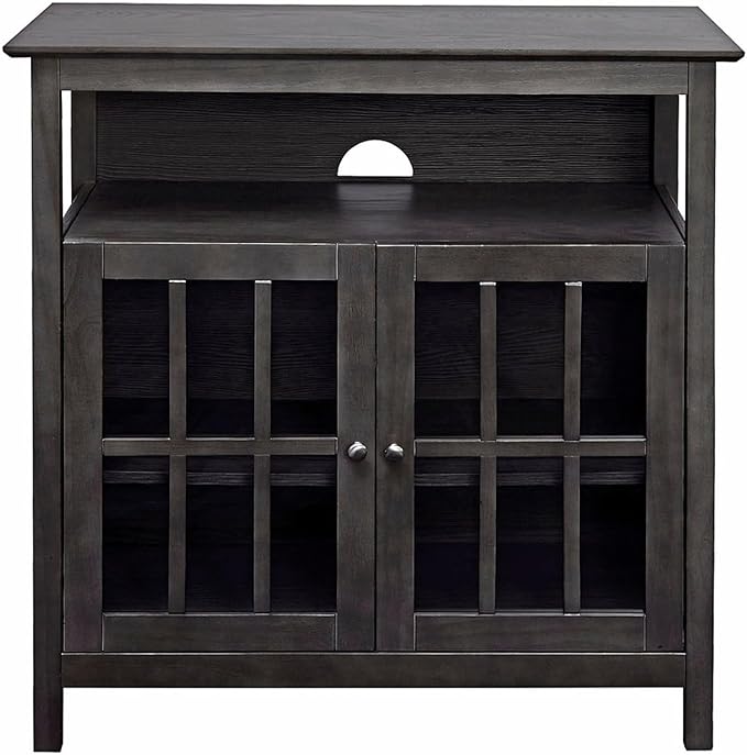 Convenience Concepts Big Sur Highboy TV Stand 36" - Modern Entertainment Center For TVs up to 40", Storage Cabinet for Dining, Living Room, & Entryway, Console Hall Table with Shelves, Weathered Gray