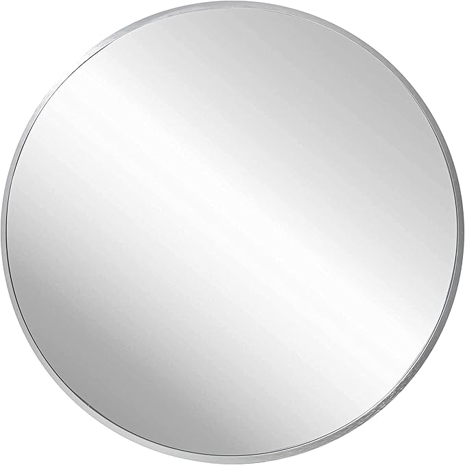 FrameWorks 20" Deluxe Contemporary Silver Circular Aluminum Mirror