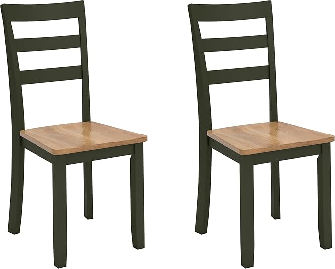 Signature Design by Ashley Gesthaven Modern Indoor Armless Dining Chair, Set of 2, Green & Light Brown