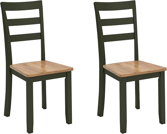 Signature Design by Ashley Gesthaven Modern Indoor Armless Dining Chair, Set of 2, Green & Light Brown
