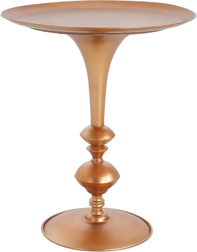 Christopher Knight Home Dolia Decorative Small End Table, Indoor Round Side Table with Unique Rounded Leg, Antique Gold Finish Coffee Table, Vintage Metal Accent Furniture, Multi Functional, Gold