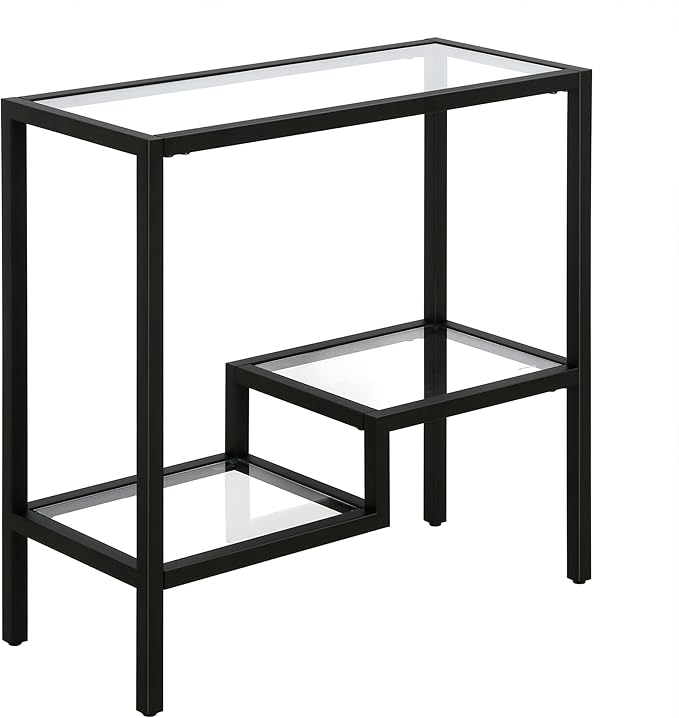 Henn&Hart 24" Wide Rectangular Side Table in Blackened Bronze, Table for Living Room, Bedroom